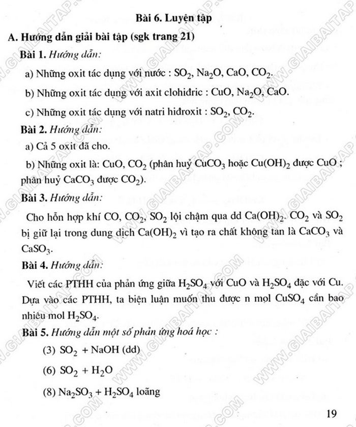 Giải Hóa Học 9 Bài 5: Luyện Tập: Tính Chất Hóa Học Của Oxit Và Axit