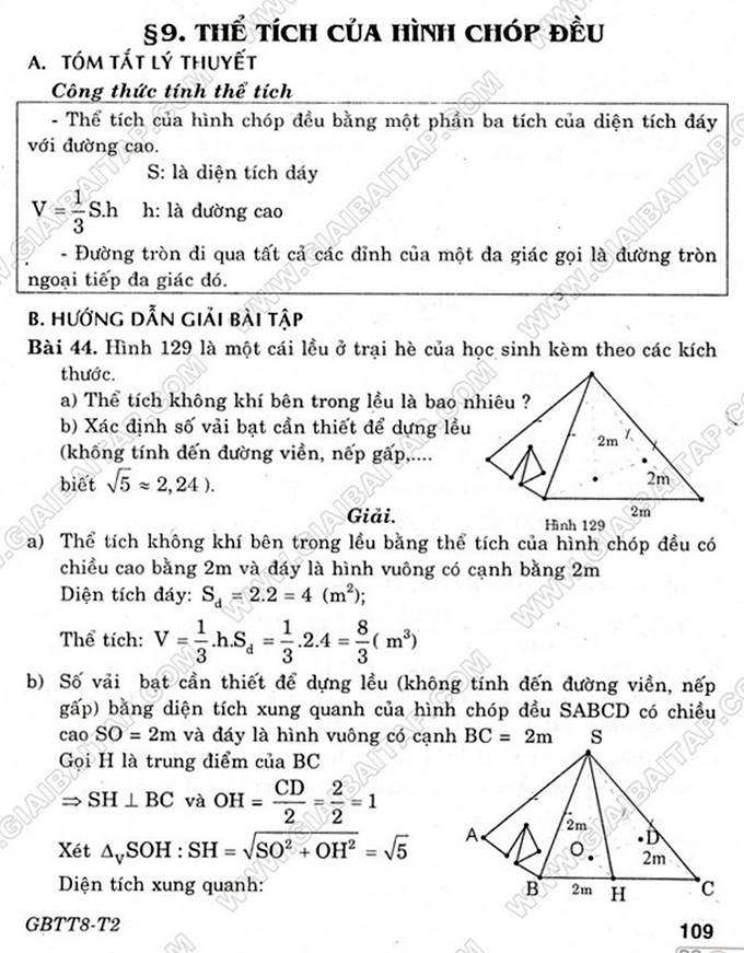 Giải toán 8 Bài 9 Hình chữ nhật