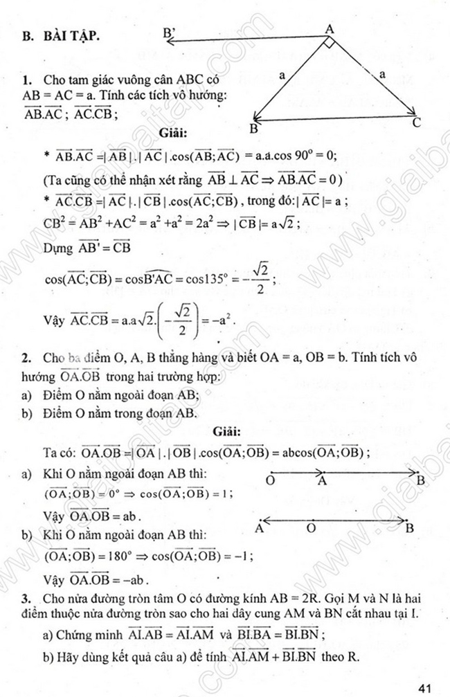 Giải Hình Học 10 Chương 2 Bài 2: Tích Vô Hướng Của Hai Vectơ